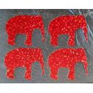 4 Buegelpailletten Elefanten hologramm rot